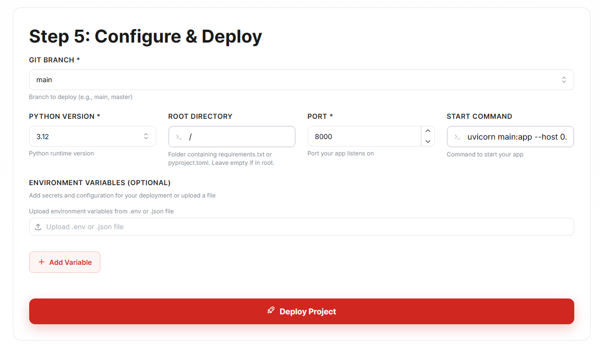 4. Configure & Deploy